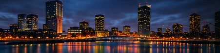 Manchester skyline at dusk